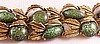 UNS25 antiqued goldtone bracelet w green lucite glitter discs